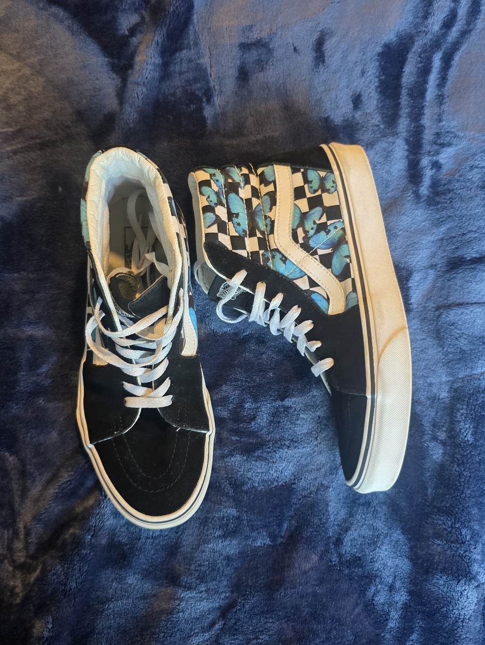 Vans Kids Sk8-Hi Black & Blue Butterfly High-Top Sneakers